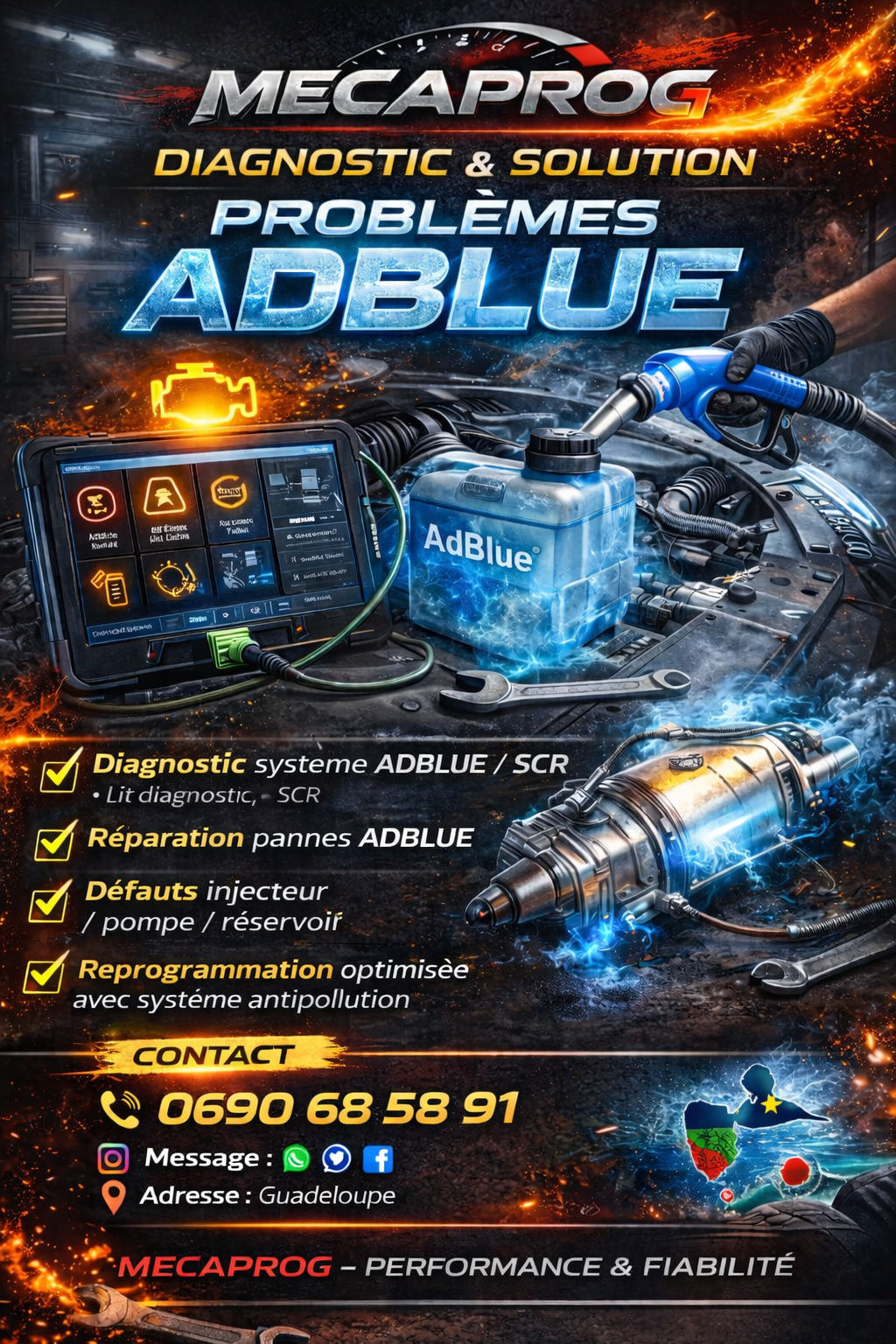 Suppression défaut système AdBlue Urea SCR NOX Guadeloupe